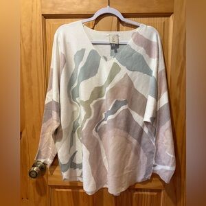 Sioni Abstract Patterned Long Sleeve Sweater. Women’s 1X